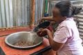 Lucy Wairimu prepares cereals on her improved cookstove at her home in Uthiru, Nairobi