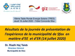 Présentation sur les résultats de la journée d'information sur les expériences de la municipalité de Sfax en matière d'EE&d'ERs