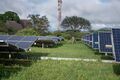 Some of the solar panels installed at the Kilaguni Serena Safari Lodge as part of the lodge's hybrid power solution. The panels on the left are fixed while the ones on the right are motorized to track the sun's movement through the day