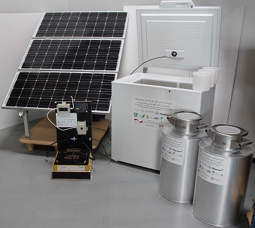 Solar Milk Cooling System for 60 liter per day ( PV-Pannels, Batteries, Adaptive control unit, Ice-maker and 2 Isolated milk cans)