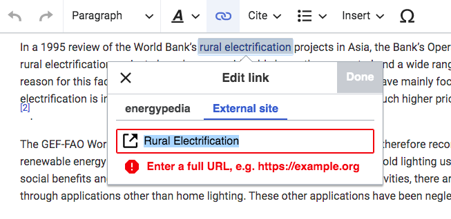 Link to an External Website - energypedia