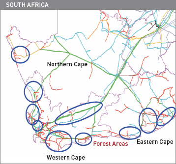 Areas with major project development activities in South africa.jpg