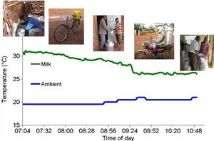 Figure 2.2. Ambient temperature and milk temperature during transport from the farm to the cooperative.jpg