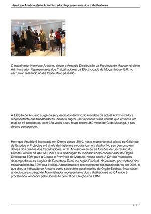 PT-Henrique Anuário eleito Administrador representante dos trabalhadores-Electricidade de Mocambique.pdf