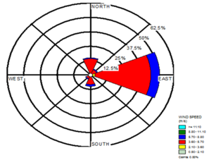 Figura 4. 5- Rosa-dos-ventos construída a partir dos dados de vento, observado e colectados na estação de Maputo observatório. .png
