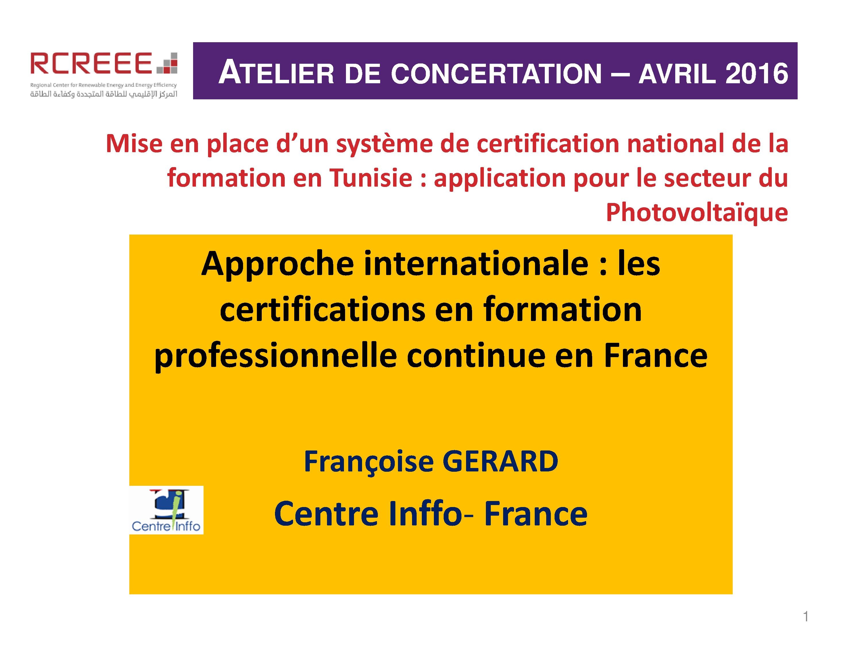 Exemple de certification de la formation en France