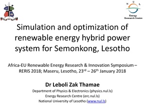 Simulation and Optimisation of Renewable Energy Hybrid Power Systems for Semonkong, Lesotho.pdf