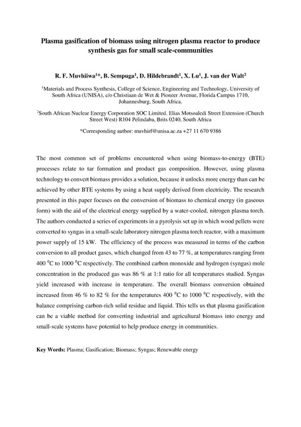 File:12. RERIS-Mr Ralph Farai Muvhiiwa-plasma-gasification-of-biomass-using-nitrogen-plasma-reactor-to-produc.pdf