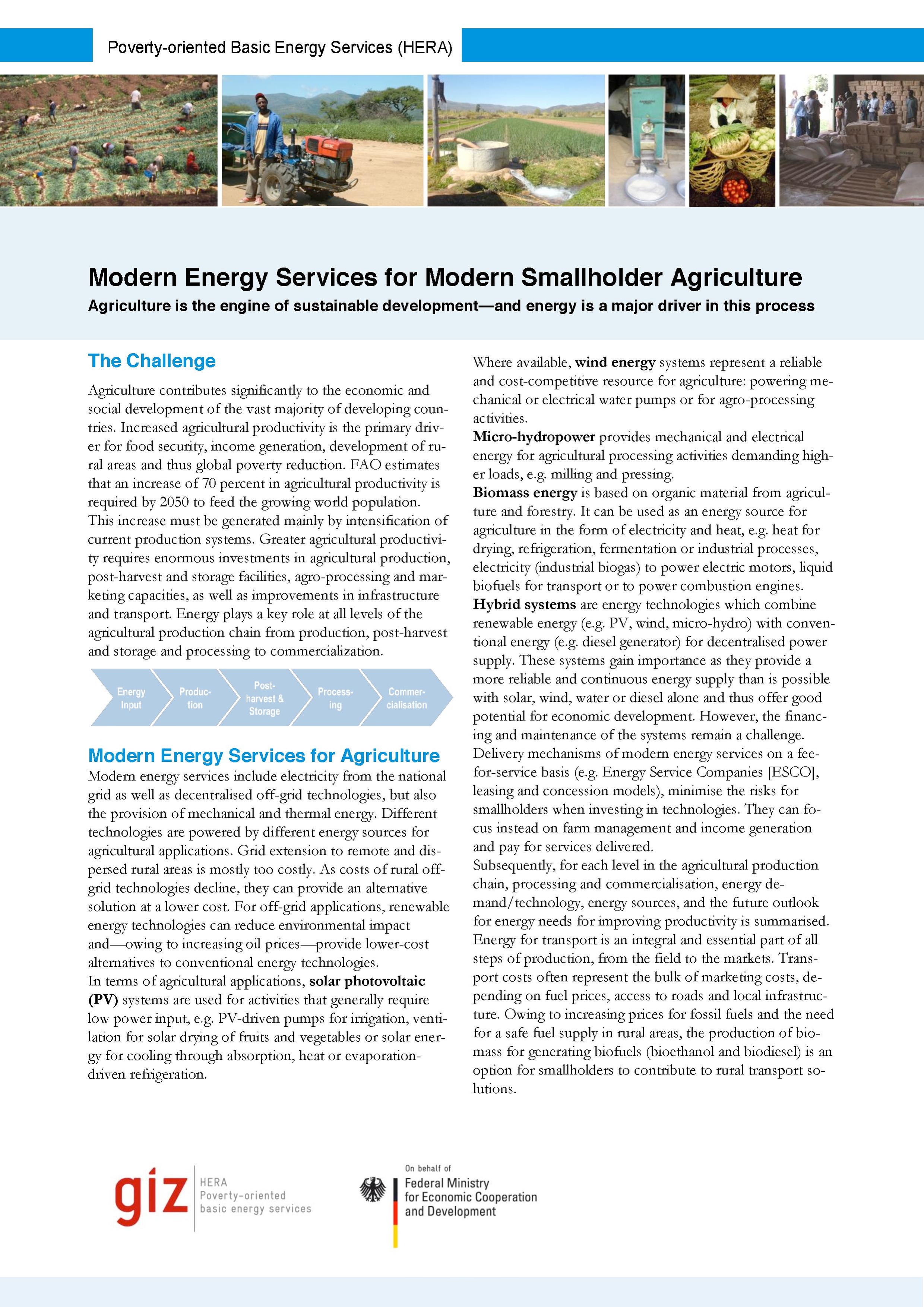 GIZ-HERA publication: Modern Energy Services for Modern Agriculture
