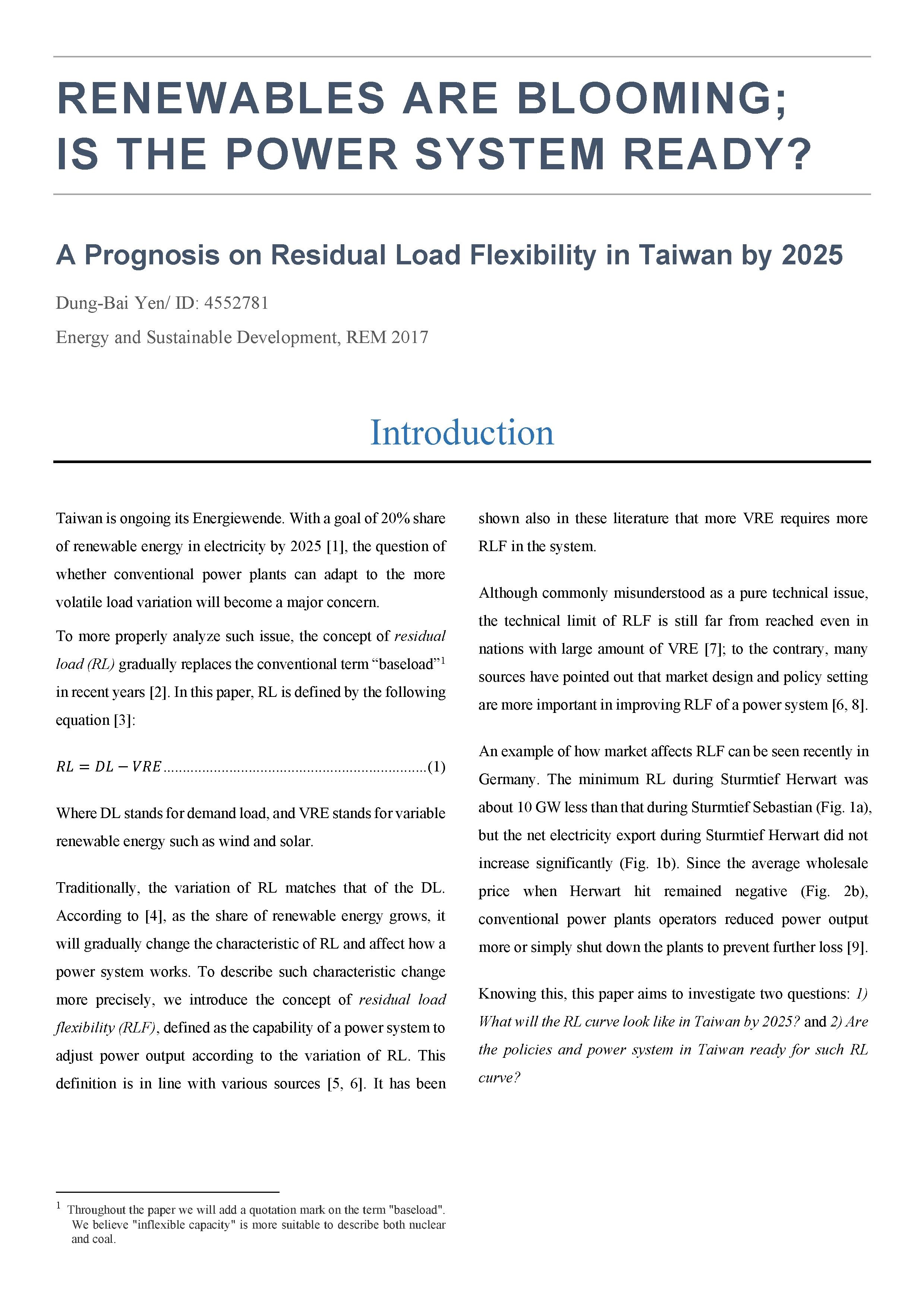 Renewables are blooming; is the power system ready? A Prognosis on Residual Load Flexibility in Taiwan by 2025
