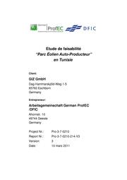 Feasibility study for a wind parc within the autoproduction framework, German ProfEC/DFIC/GIZ, 2011