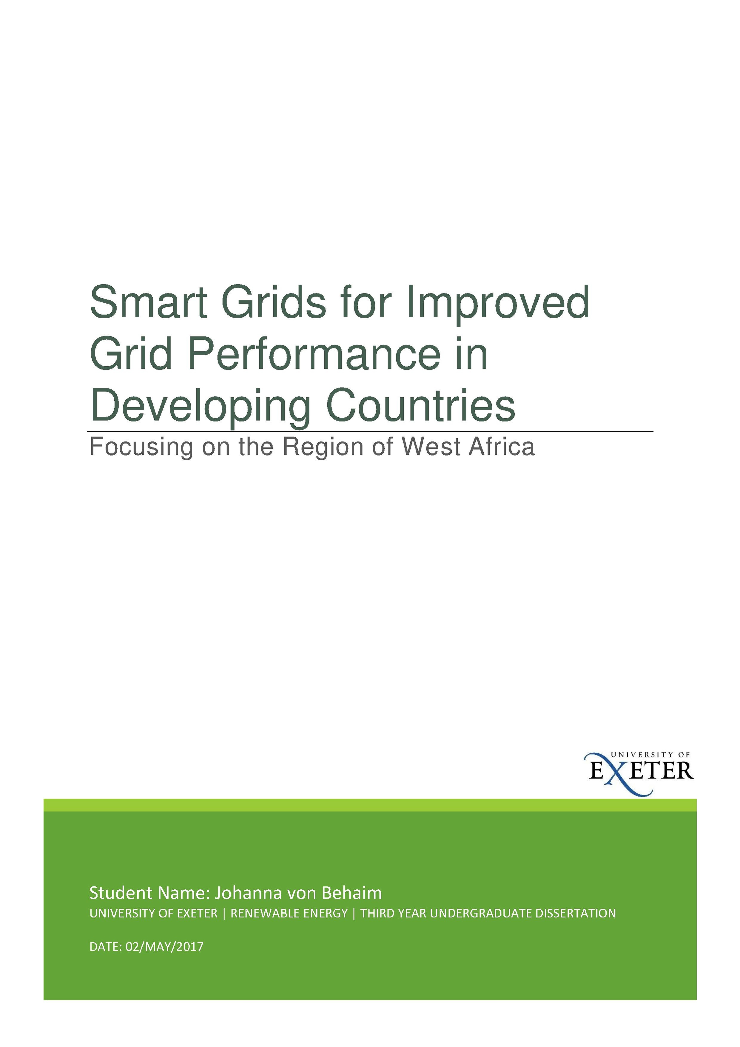 Smart Grids for Improved Grid Performance in Developing Countries - Focusing on the Region of West Africa