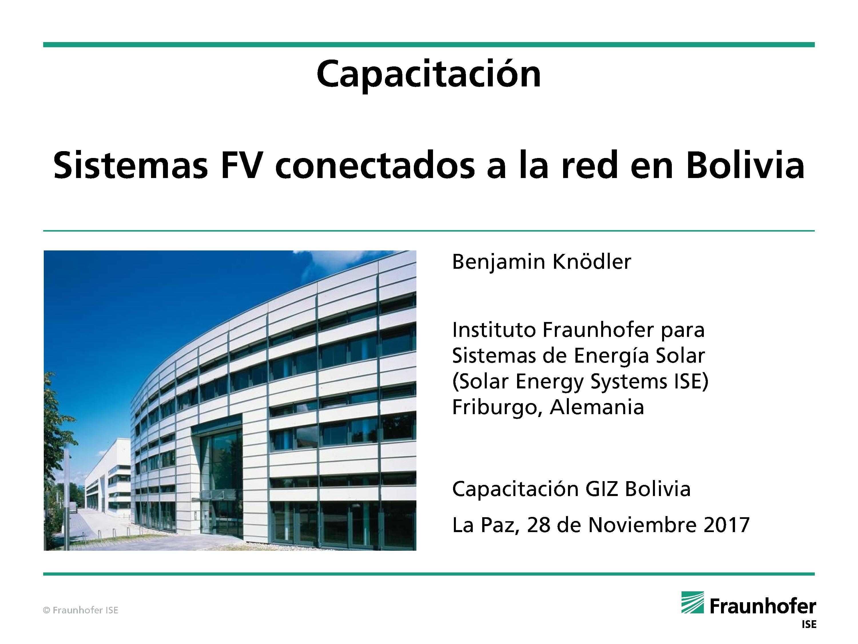• Sistemas FV conectados a la red en Bolivia (Benjamin Knödler)