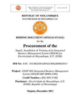 PT-Bidding Document (Signle-Stage) for the Procurement of the Supply, Installation & ...-Electricidade de Mocambique.pdf