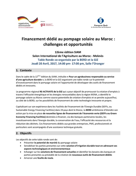 File:Financement dédié au pompage solaire au Maroc - challenges et opportunités - Program.pdf