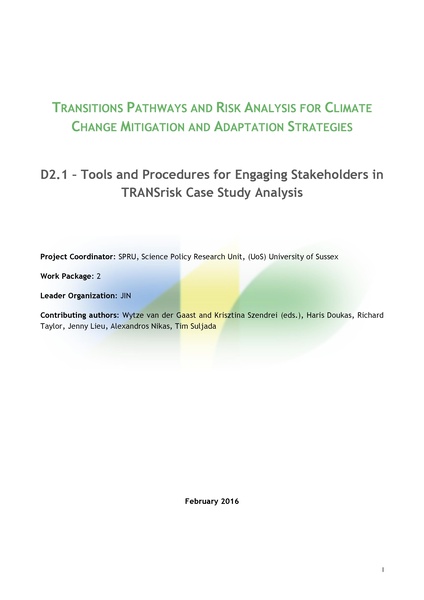 File:Tools and Procedures for Engaging Stakeholders in TRANSrisk Case Study Analysis.pdf