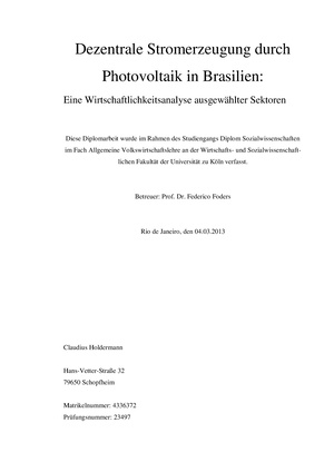 Dezentrale Stromerzeugung durch Photovoltaik in Brasilien - Eine Wirtschaftlichkeitsanalyse (2013).pdf