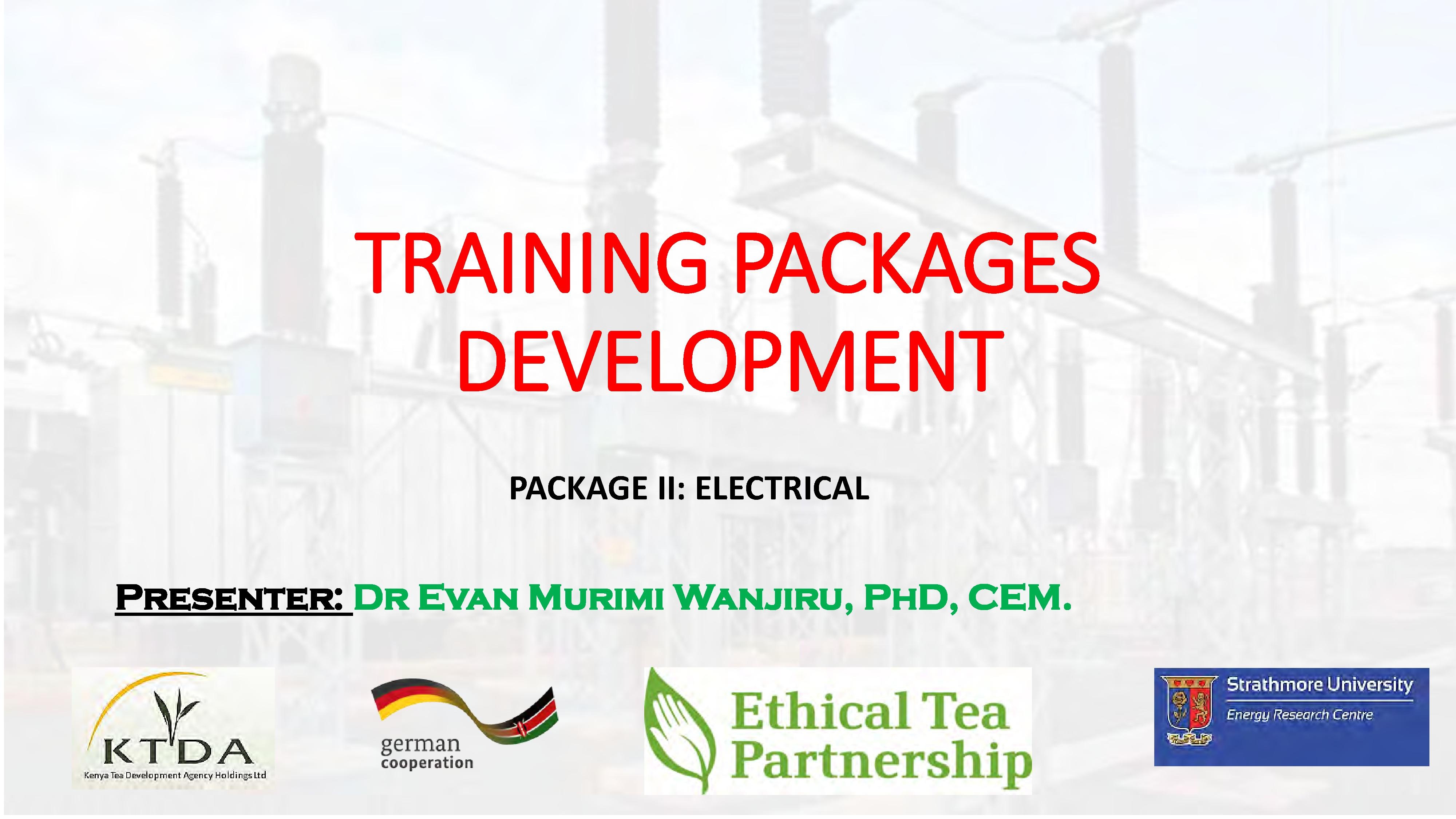 KTDA, ETP and Strathmore University (2019). Training Package Electrical.
