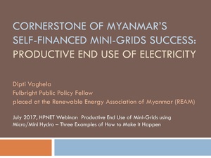 Productive End Use - Example from Myanmar
