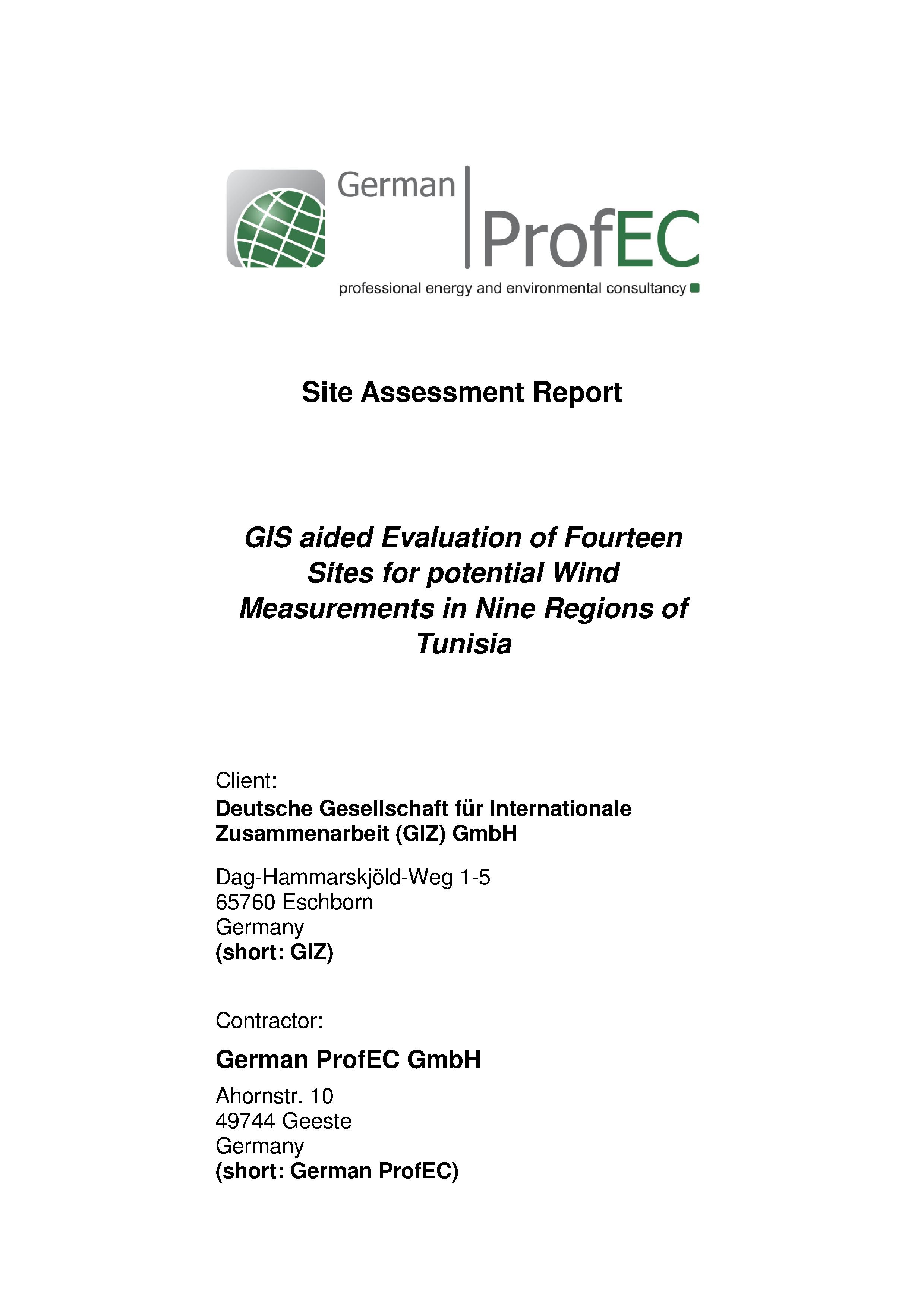 Wind site assessment Tunisia, German ProfEC/GIZ, 2011