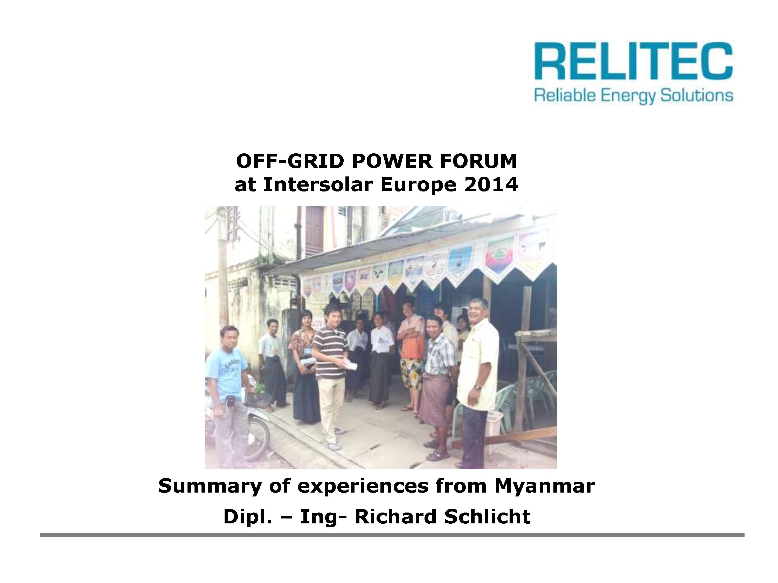 Off-Grid PV Projects in Myanmar and Bangladesh