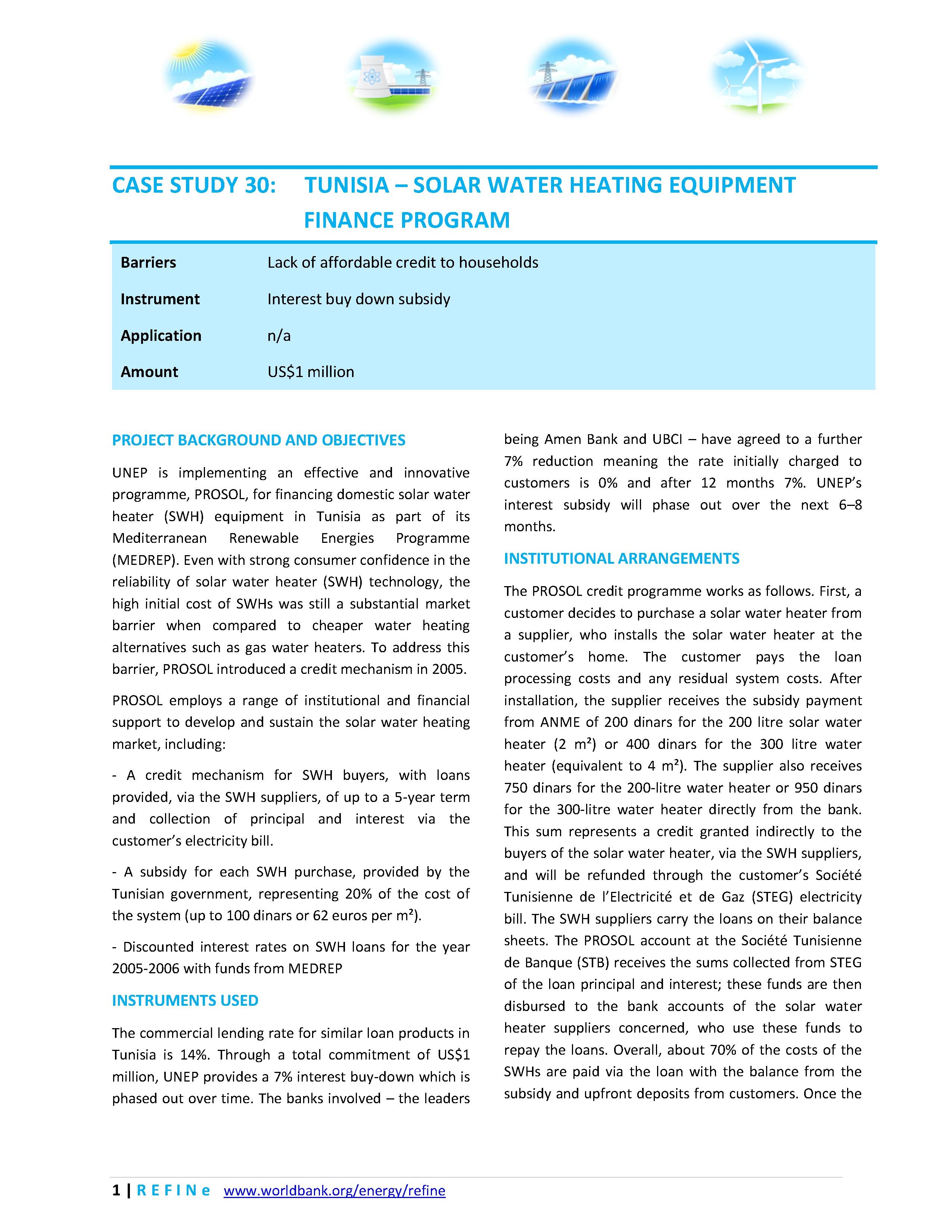 File:Tunisia - UNEP PROSOL Solar Water Heating Equipment Finance Programme.pdf