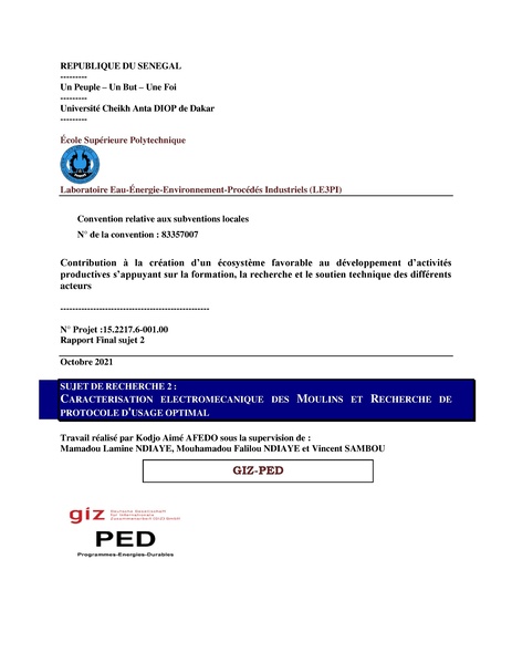 File:Recherche & développement Sujet 2 Caractérisation électromécanique des Moulins et Recherche de protocole d'usage optimal.pdf