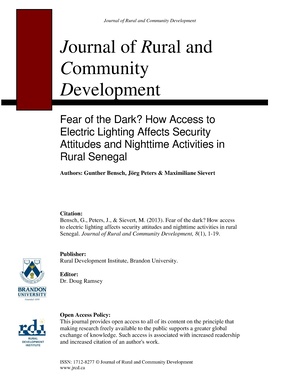 Fear of the Dark? How Access to Electric Lighting Affects Security Attitudes and Nighttime Activities in Rural Senegal 2013.pdf