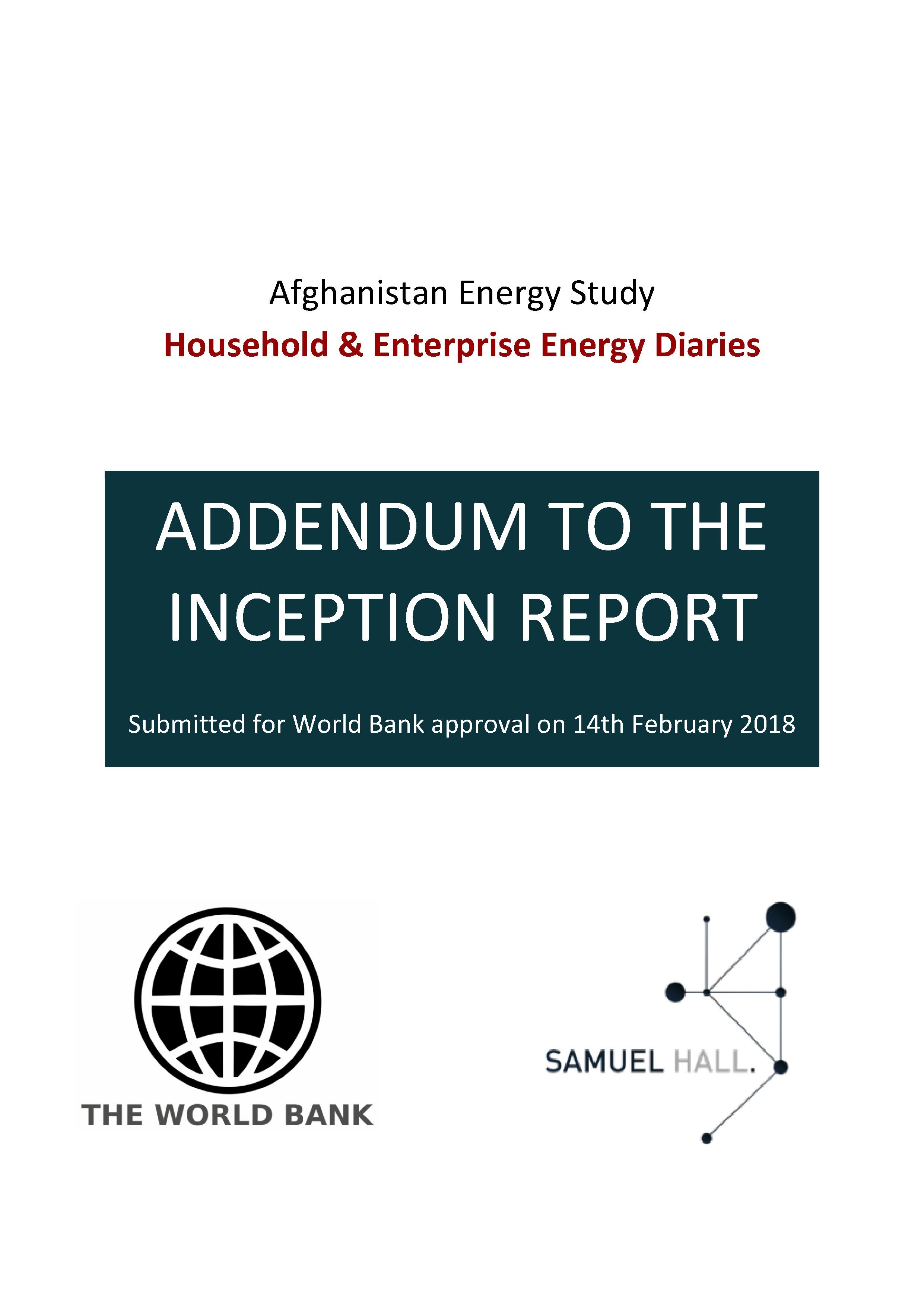 Inception report addendum