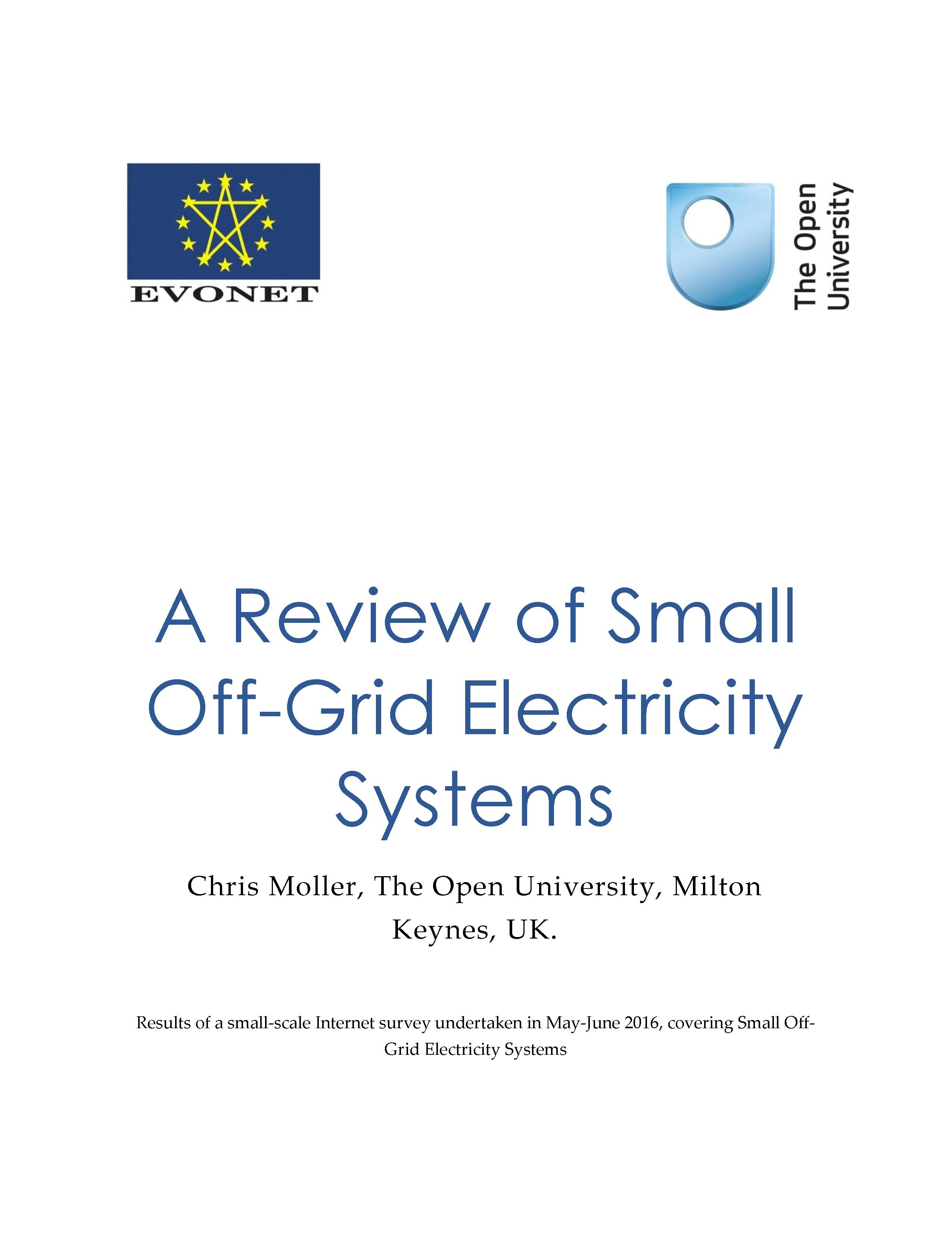 A Review of Small Off-Grid Electricity Systems