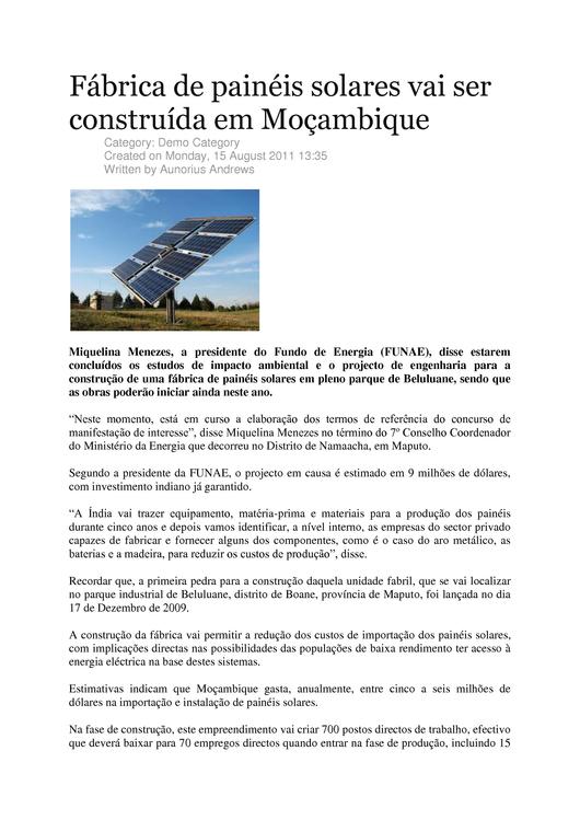 File Pt Fabrica De Paineis Solares Vai Ser Construida Em Mocambique Aunorius Andrews Pdf Energypedia Info