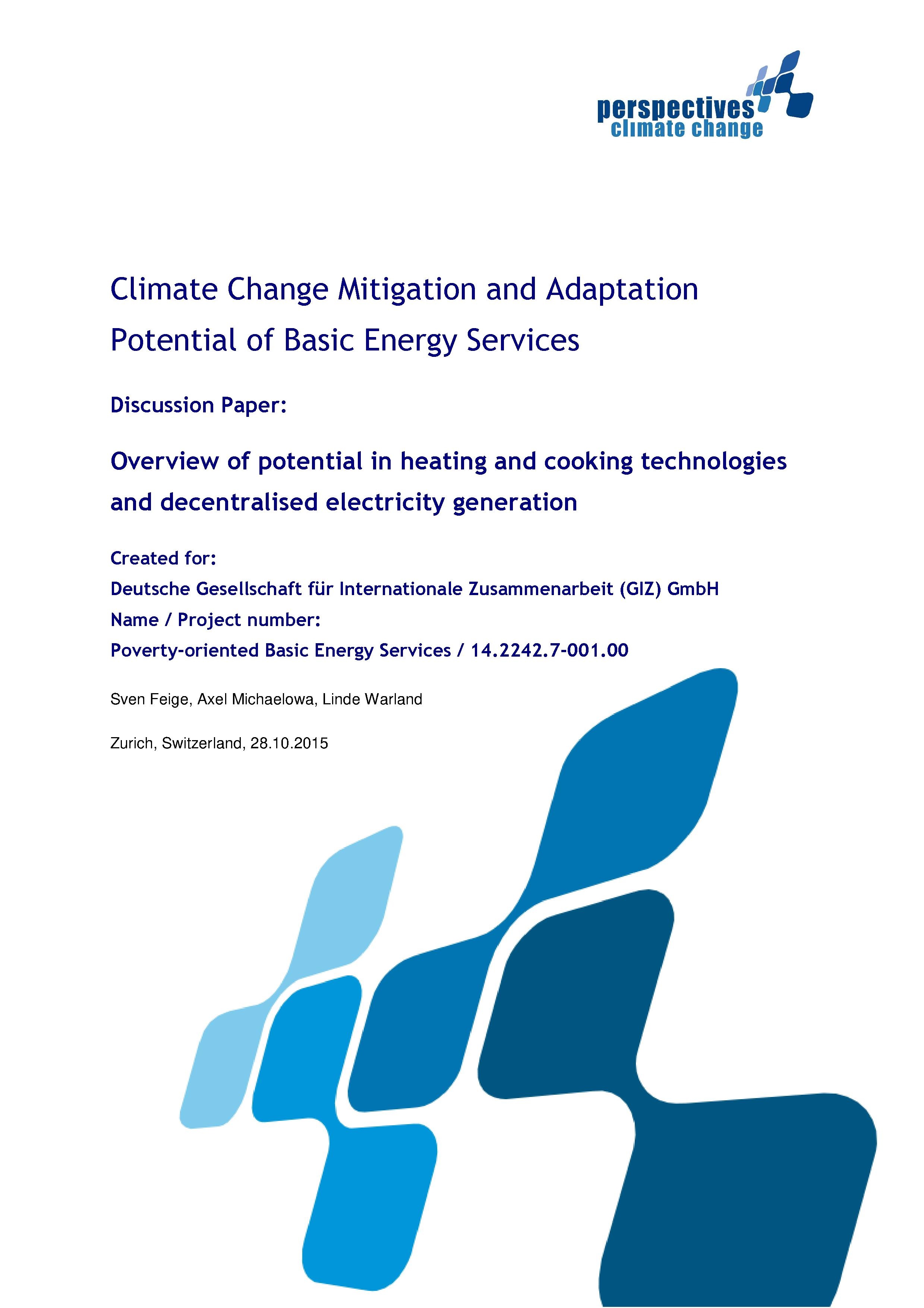 Climate Change Energy Adoption and Mitigation Potential of Bssic Energy Services