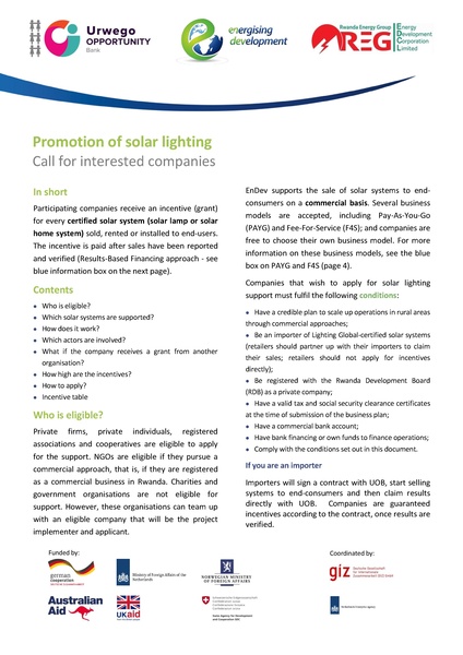 File:August 2014 RBF Solar Lighting - Call for Project Developers Urwego Opportunity Bank of Rwanda.pdf