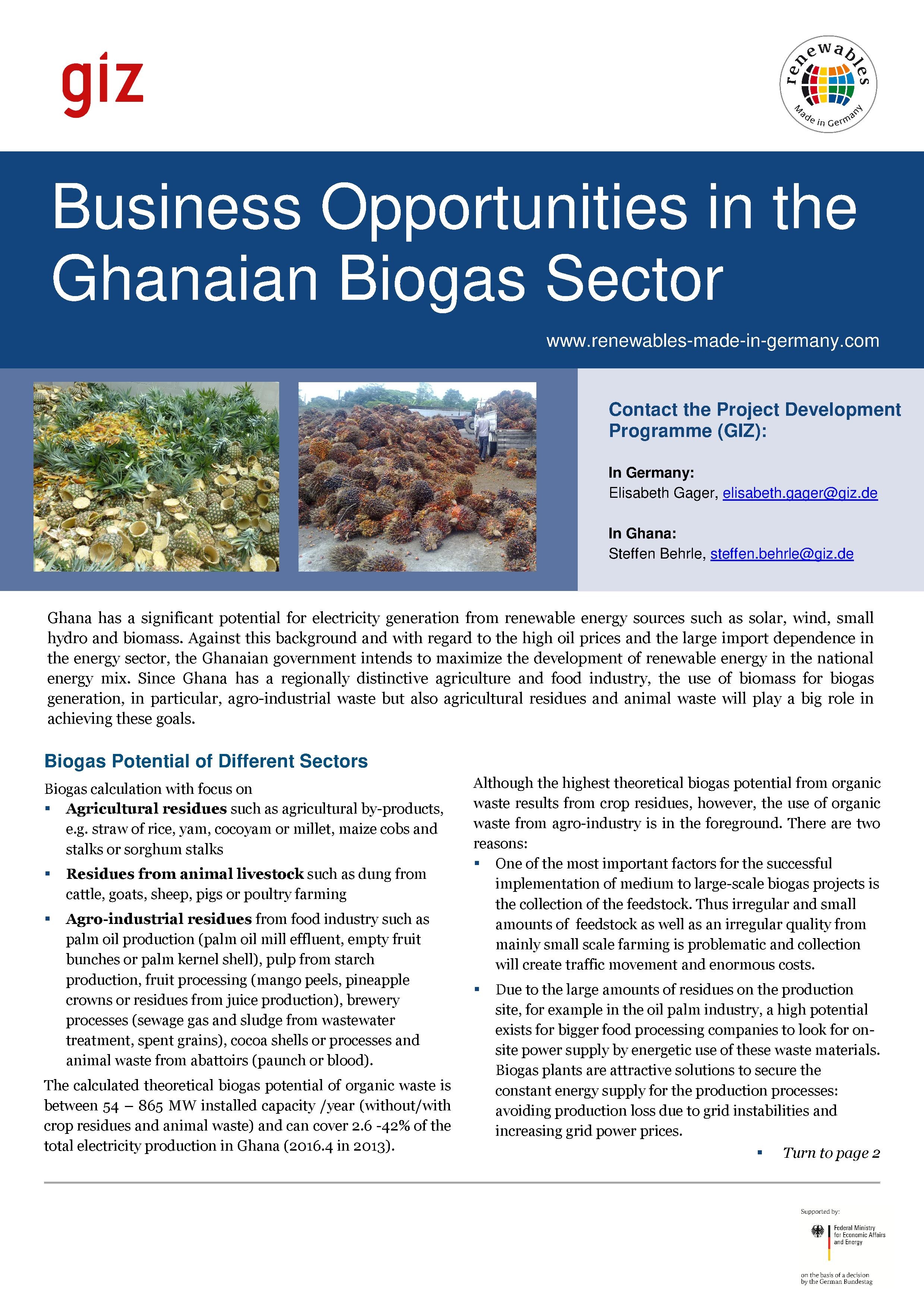 Business Opportunities in the Ghanaian Biogas Sector
