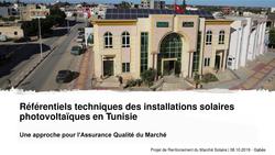 Référentiels Techniques et Manuels de Procédures pour les Applications PV en Tunisie