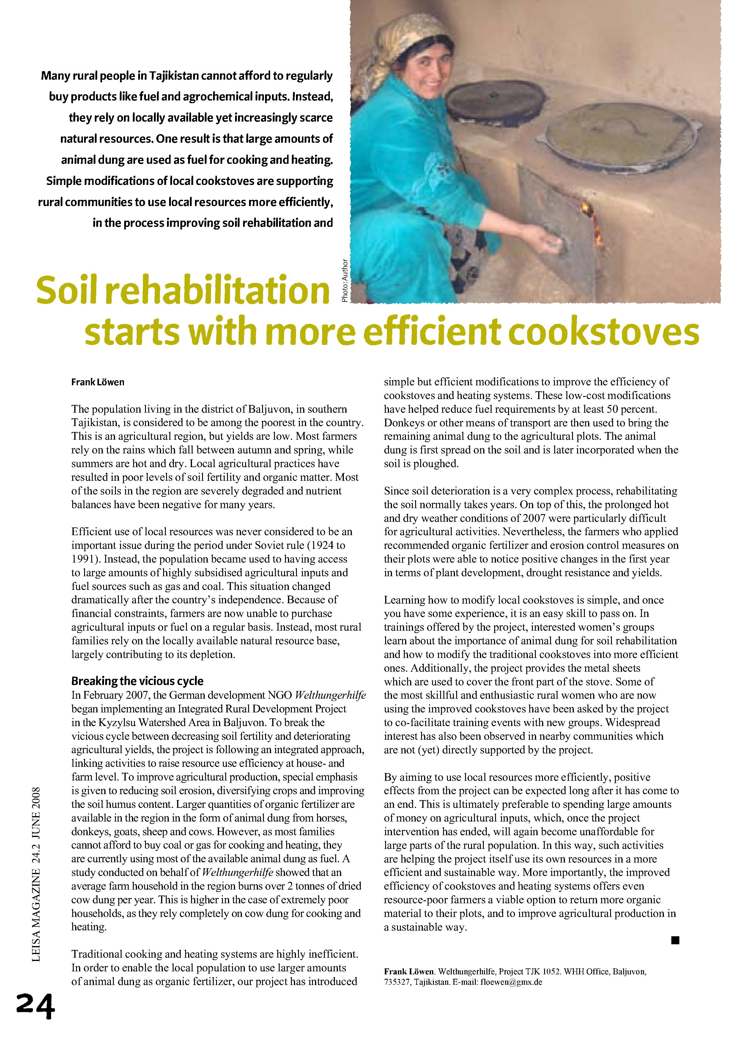 Soil rehabilitation starts with more efficient cookstoves