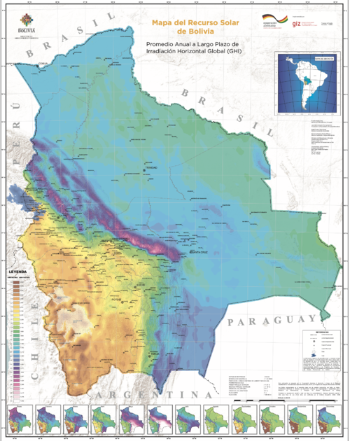 Mapa del recurso solar de Bolivia